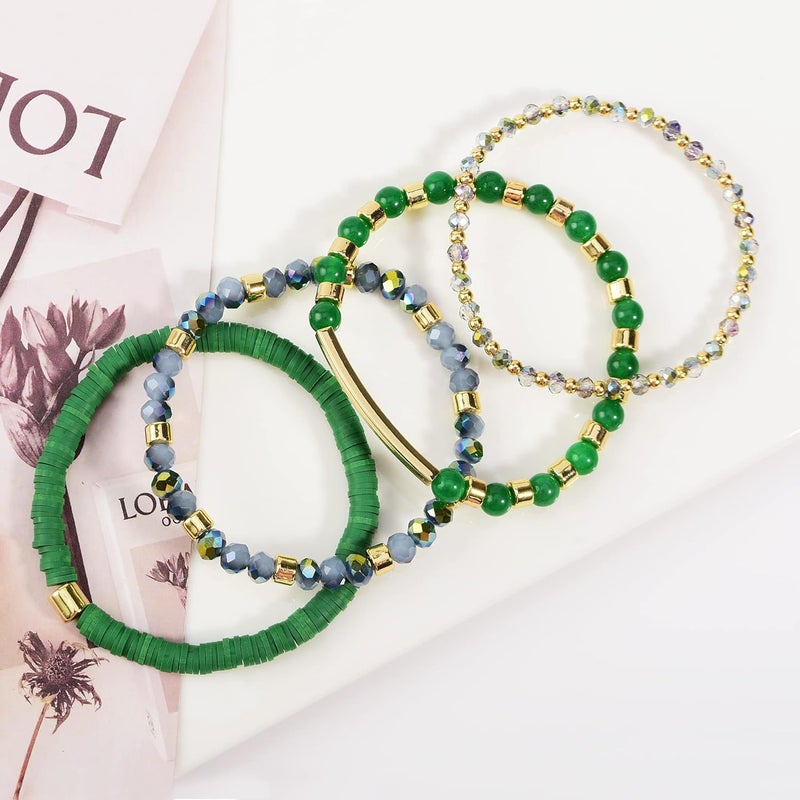 Aigrnc Boho Beaded Stretch Bracelets For Women Stackable Crystal Gold Plated Beaded Bracelets Set Trendy Handmade Friendship Braeclet Jewelry Gifts - Image 2